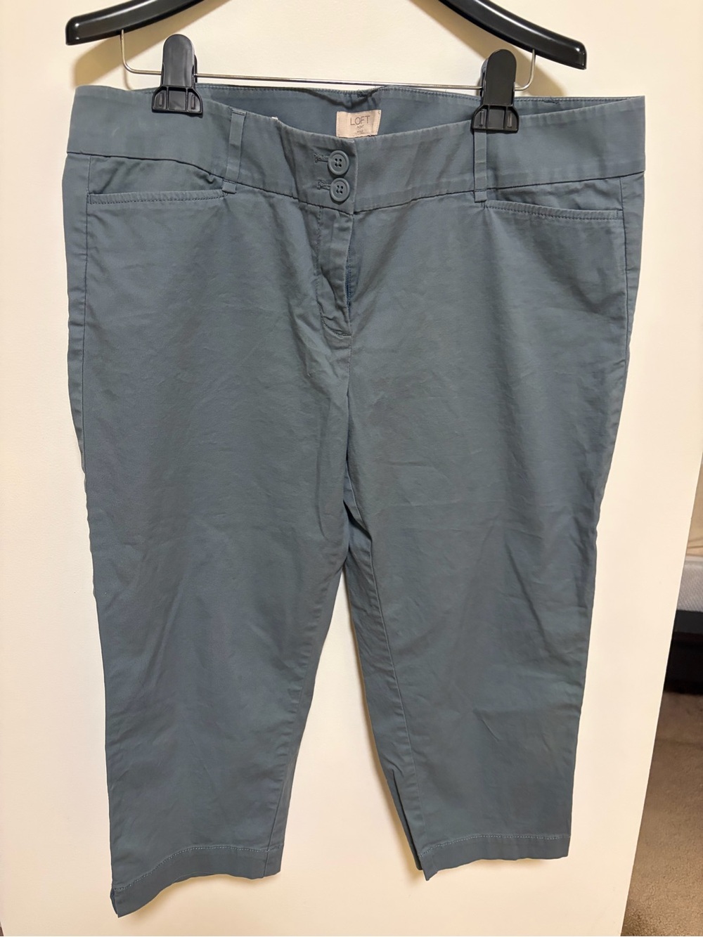 LOFT Slate Blue Cropped Straight-Leg Capris